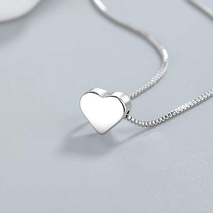 925 Sterling Silver Heart Pendant Necklace – Simple and Elegant Clavicle Chain for Women, Perfect Jewelry Gift