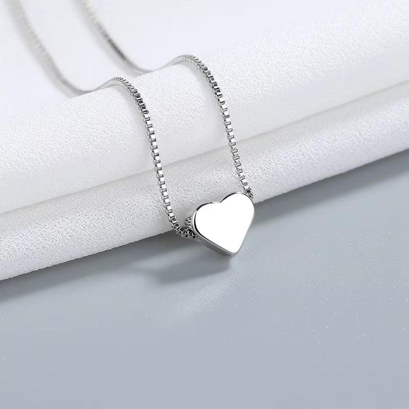 925 Sterling Silver Heart Pendant Necklace – Simple and Elegant Clavicle Chain for Women, Perfect Jewelry Gift