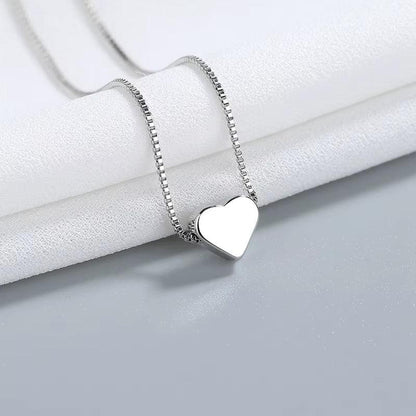 925 Sterling Silver Heart Pendant Necklace – Simple and Elegant Clavicle Chain for Women, Perfect Jewelry Gift