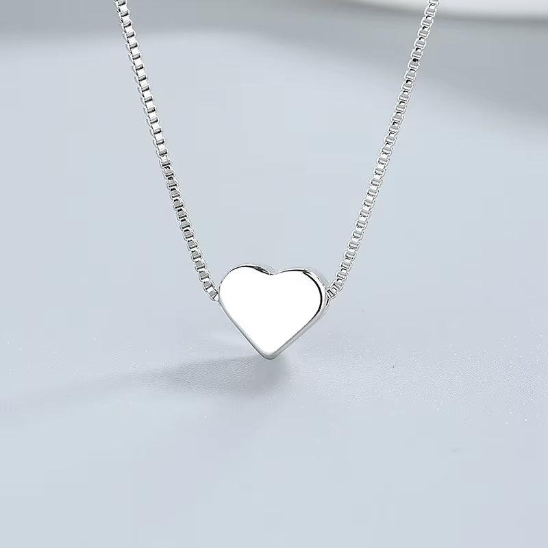 925 Sterling Silver Heart Pendant Necklace – Simple and Elegant Clavicle Chain for Women, Perfect Jewelry Gift