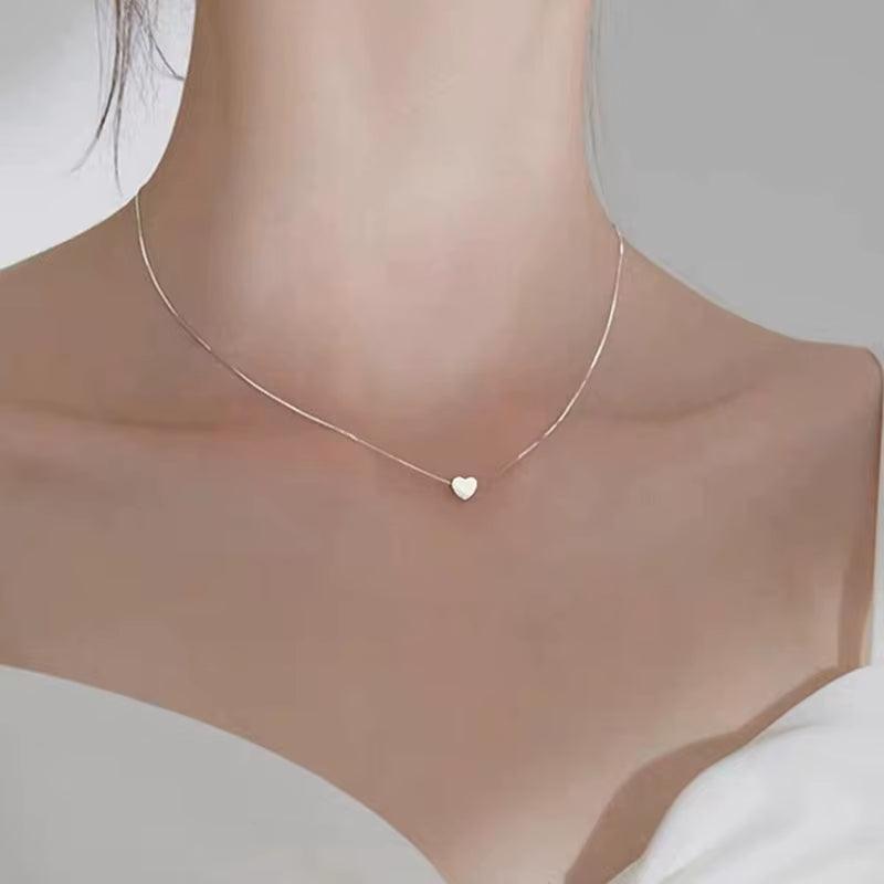 925 Sterling Silver Heart Pendant Necklace – Simple and Elegant Clavicle Chain for Women, Perfect Jewelry Gift