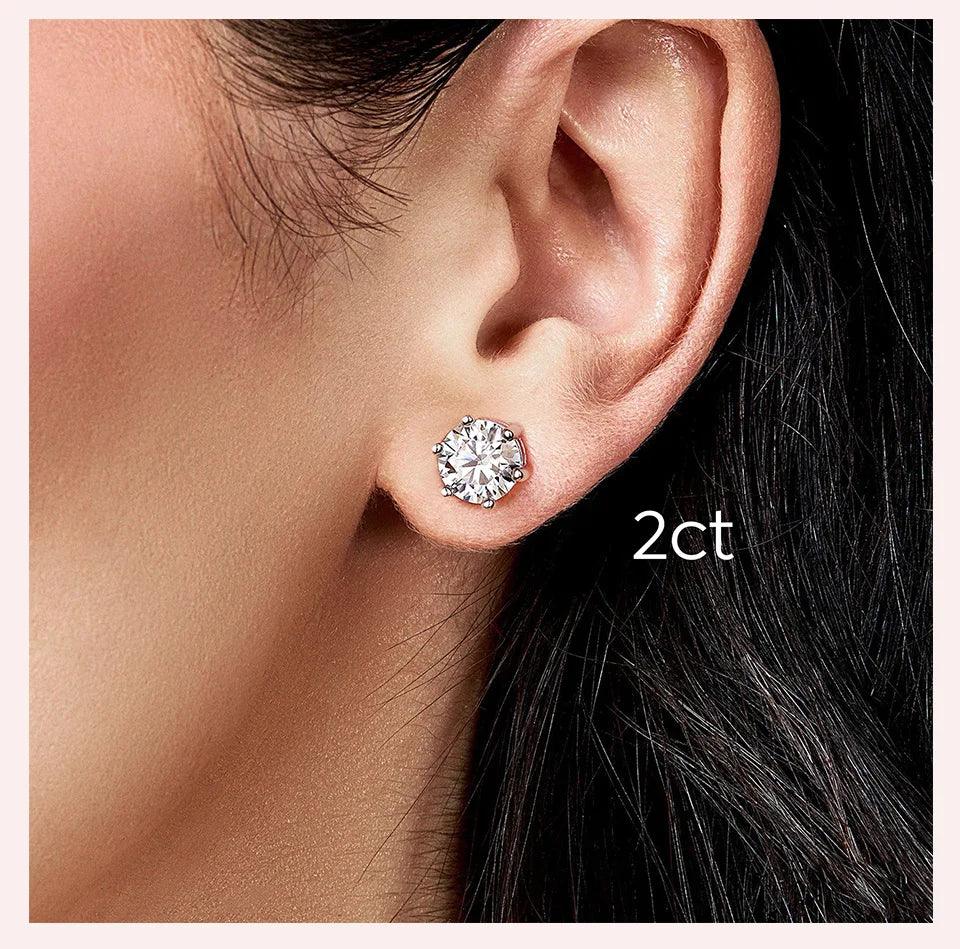 Elegant D Color Certified Moissanite Stud Earrings - 0.5ct to 2ct, 925 Sterling Silver, Gold Plated, Lab-Created Diamond Wedding Jewelry