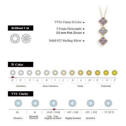 925 Silver Necklace for Women – Full D Color Moissanite Pendant – Classic Engagement & Wedding Jewelry Gift – Top Quality