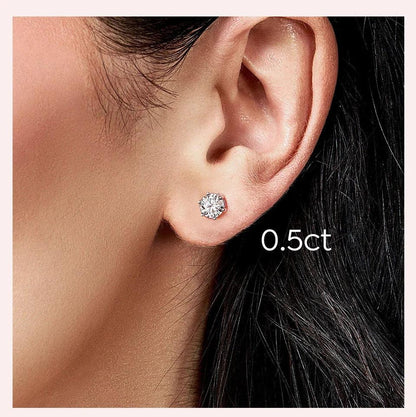 Elegant D Color Certified Moissanite Stud Earrings - 0.5ct to 2ct, 925 Sterling Silver, Gold Plated, Lab-Created Diamond Wedding Jewelry