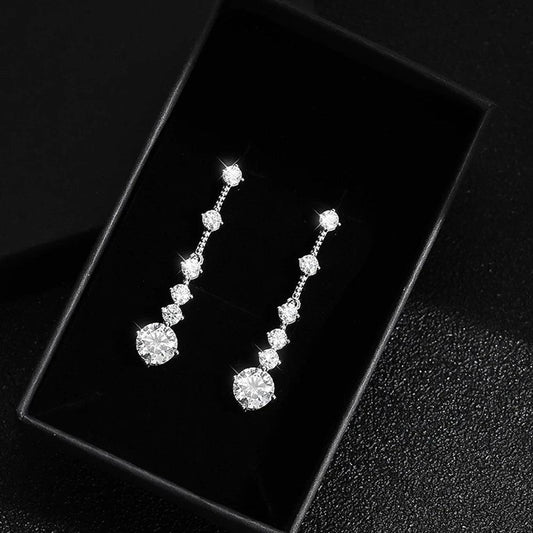 Exquisite 3CT Moissanite Tassel Earrings – D Color VVS1 Diamond Drops in 925 Sterling Silver - LAZANDRA™