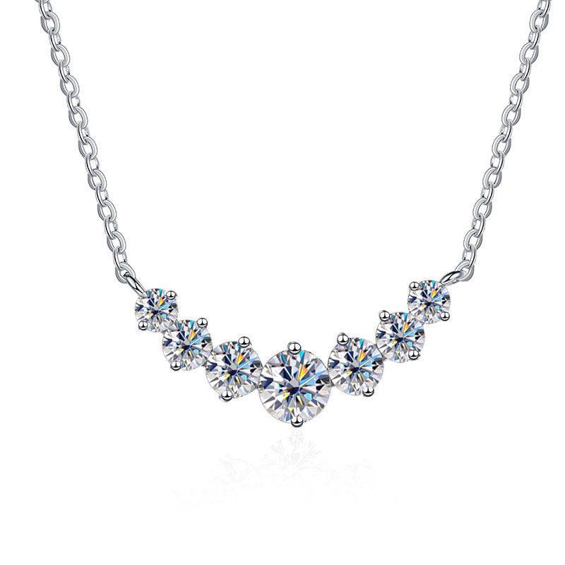 1.7-2.8CT Moissanite Necklace for Women - 925 Sterling Silver with 18K White Gold Plating - Wedding & Fine Jewelry with Certificate - LAZANDRA™