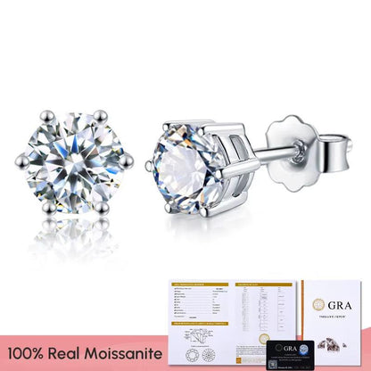 Elegant D Color Certified Moissanite Stud Earrings - 0.5ct to 2ct, 925 Sterling Silver, Gold Plated, Lab-Created Diamond Wedding Jewelry